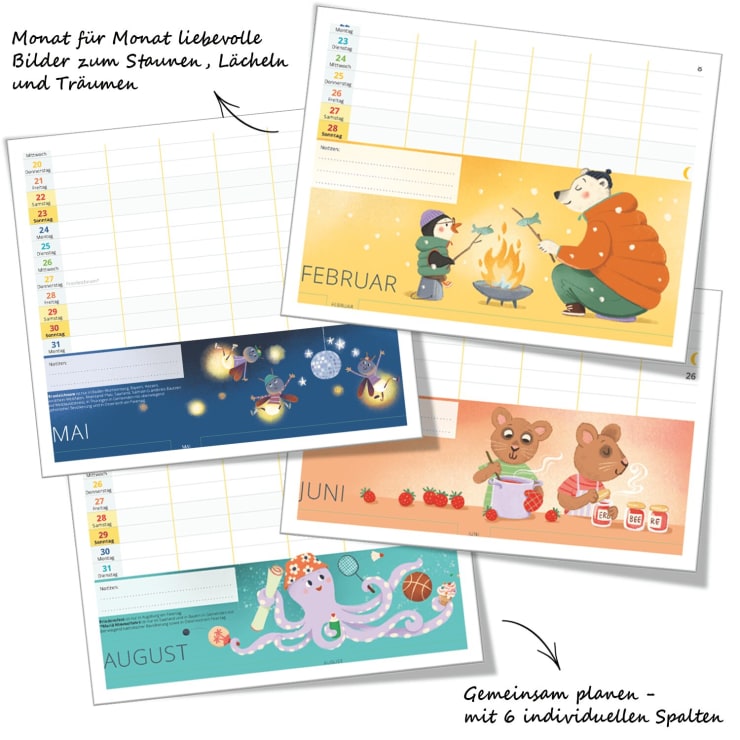 JAKO-O Familienkalender mit Knick 2027 mit 6 Spalten, 6 Personen