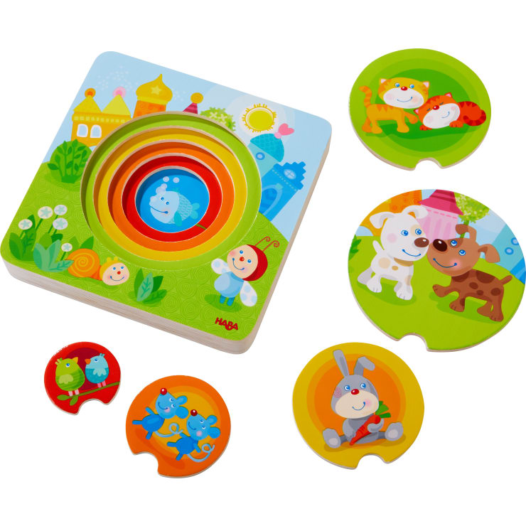 Holzpuzzle Kunterbunte Tierkinder