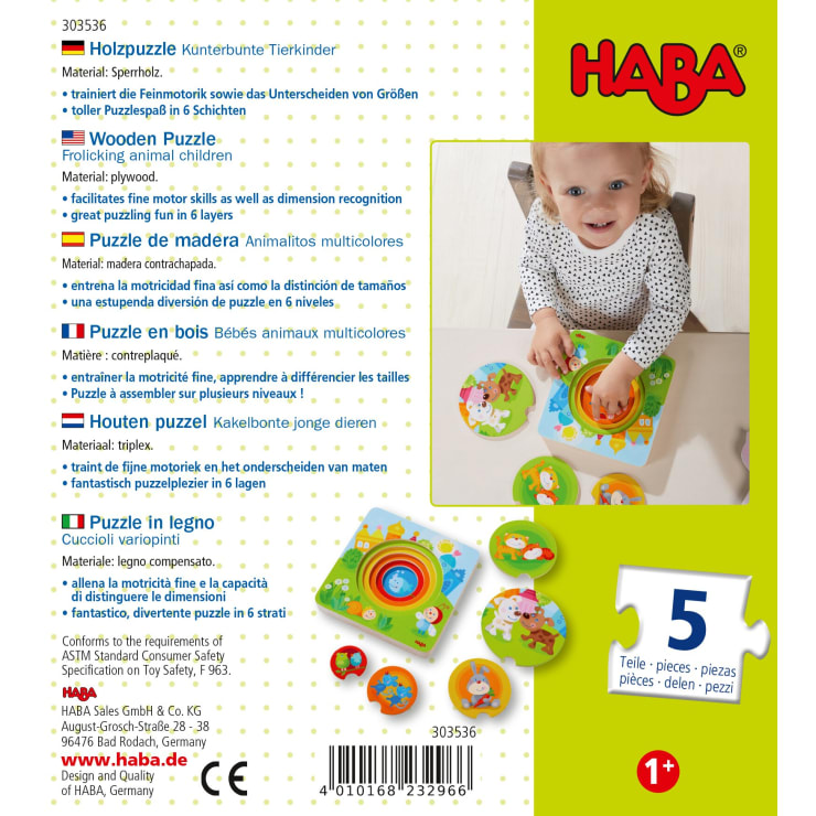 Holzpuzzle Kunterbunte Tierkinder