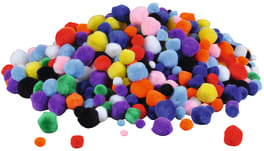 Pompon-Set, 1200 Stück in 5 Größen und 10 Farben