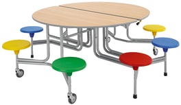 8er-Tisch-Sitz-Kombination, oval, Tisch H69 cm