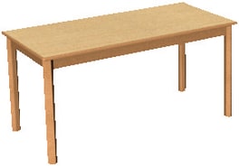 Tisch rechteckig, Holzzarge mit Gleitern, L 120 x B 60 cm