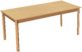 Tisch rechteckig, Holzzarge mit Gleitern, L 140 x B 70 cm