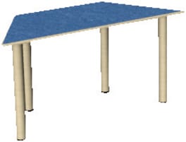 Tisch move upp trapezförmig, Holzbeine mit Rollenmix, L 120 x B 60 cm