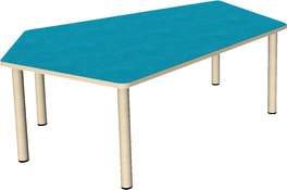 Fünfeck-Tisch grow upp groß, Holzbeine mit Gleitern, L 165,8 x B 115,5 cm