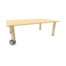 Tisch move upp rechteckig, Holzbeine mit Rollenmix, L 120 x B 80 cm