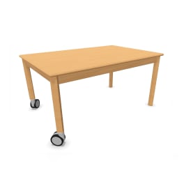 Tisch rechteckig, Holzzarge mit Gleitern und Rollen, L 120 x B 80 cm
