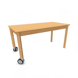Tisch rechteckig, Holzzarge mit Gleitern und Rollen, L 120 x B 60 cm