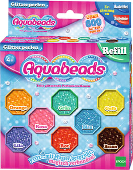 Aquabeads Glitzer, 2400 Glitzerperlen in 8 Farben