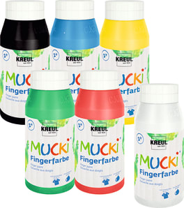 Fingerfarbe Mucki, 6 Farben à 750 ml