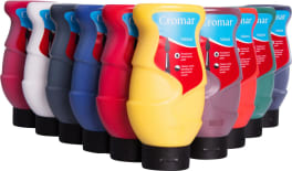 Cromar-Farbset, 6 Farben à 500 ml + 12 Malspachtel