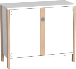 Doppeltürenschrank Linus für Materialboxen, B 110,4 x H 93,4 (mit Füßen) x T 45,7 cm