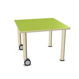 Tisch move upp quadratisch, Holzbeine mit Rollenmix, L 80 x B 80 cm