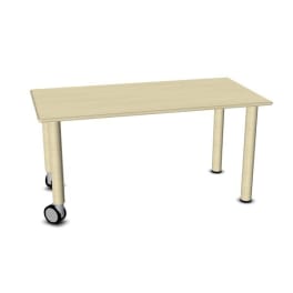 Tisch move upp rechteckig, Holzbeine mit Rollenmix, L 120 x B 60 cm
