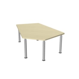 Fünfeck-Tisch grow upp groß, Rasterverstellung 59 - 76 cm, Metallbeine mit Gleitern, L 165,8 x B 115,5 cm