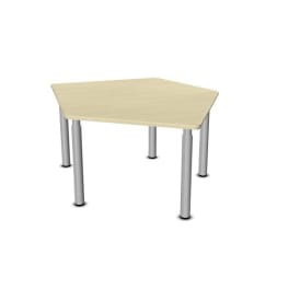 Fünfeck-Tisch grow upp klein, Schraubverstellung 40 - 59 cm, Metallbeine mit Gleitern, L 115,8 x B 104,2 cm