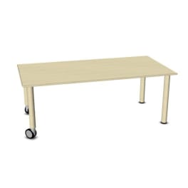 Tisch move upp rechteckig, Holzbeine mit Rollenmix, L 160 x B 80 cm