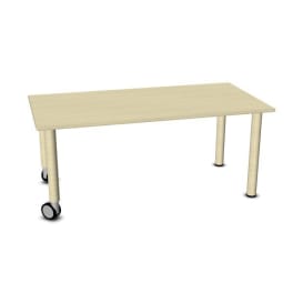 Tisch move upp rechteckig,  Holzbeine mit Rollenmix, L 140 x B 70 cm