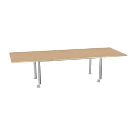 Tisch rechteckig, ausziehbar, Rasterverstellung 59 - 76 cm, Metallzarge mit Rollenmix, L 160/240 x B 90 cm