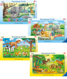 Ravensburger Rahmenpuzzle-Set Tiere, 4 Puzzles