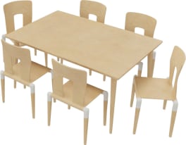 Stuhl-Tisch-Kombination 9, Kunststoffgleitern, Sitzh. 35 cm, Tisch L 120 x B 80 x H 59 cm