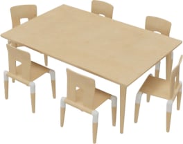 Stuhl-Tisch-Kombination 9, Kunststoffgleitern, Sitzh. 26 cm, Tisch L 120 x B 80 x H 46 cm