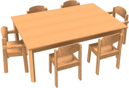Stuhl-Tisch-Kombination mit Kunststoffgleitern für die Krippe, L 120 x B 80 x H 46 cm, Sitzhöhe 26 cm