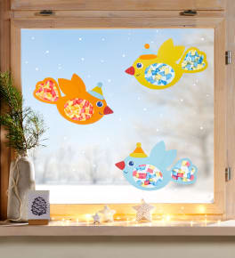 Sachenmacher Fensterbild Wintervögel, Bastelset für 3 Stück