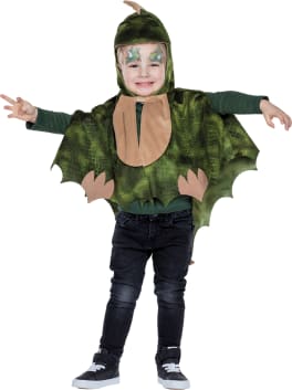 Kinder-Kostüm Cape Drache grün, ab Größe 92