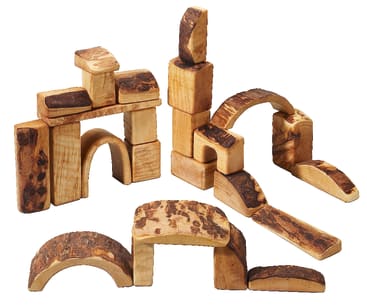 Bausteinsatz aus Naturholz, 25-teilig