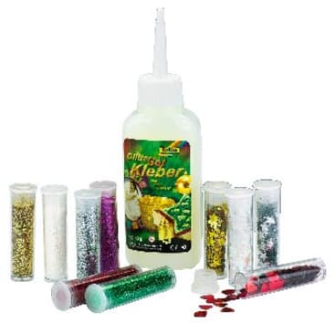 Glitter-Set, 10 Röhrchen + 1 Tube Kleber