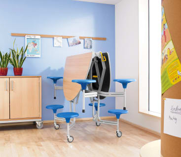 8er-Tisch-Sitz-Kombination, oval, Tisch H69 cm
