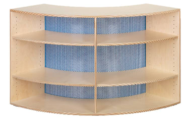 Viertelkreisschrank move upp®, Lochblech am Innenradius, div. Farben, B 142 x H 79 x T 38 cm