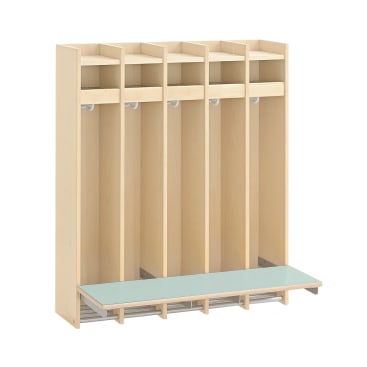 Wandgarderobe YUNA mit Sitz, 5 Felder, B 100,75 x H 115,8 x T 47 cm
