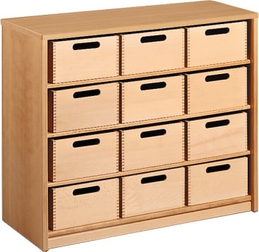 Schrank mit 12 Materialkästen