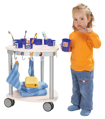 Zahnputzbecher- und Handtuchwagen für 12 Kinder