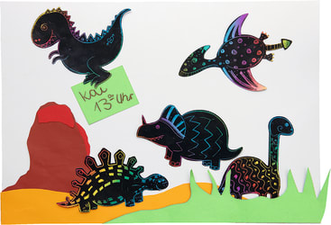 Kratzbilder Dinosaurier, magnetisch, 30 Stück