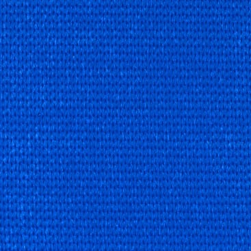 Nahaufnahme eines strukturierten blauen Stoffes mit einem sichtbaren gitterartigen Webmuster. Das Material erscheint einheitlich, mit eng verflochtenen Fäden und einer matten Oberfläche.