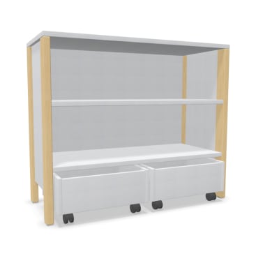 Regalschrank Linus, offen, mit 2 Rollkästen, B 110,4 x H 93,4 (mit Füßen) x T 45,7 cm