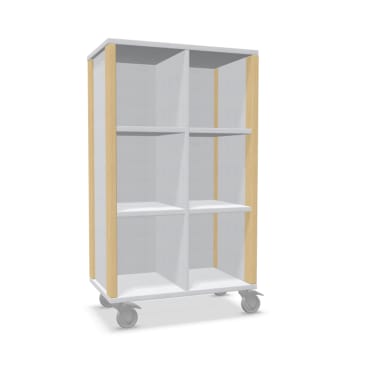 Regalschrank Linus, offen, B 75,3 x H 131,8 (mit Rollen) x T 45,7 cm