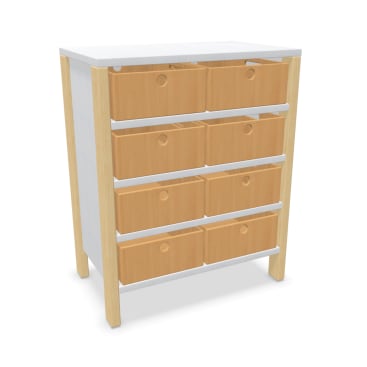 Schrank Linus mit 8 Materialkästen, B 75,3 x H 93,4 (mit Füßen) x T 45,7 cm