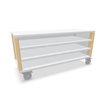 Regalschrank Linus, offen, B 110,4 x H 55 (mit Rollen) x T 45,7 cm