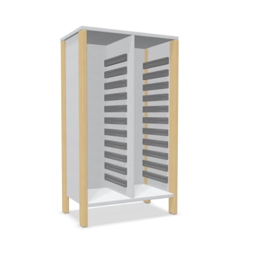 Schrank Linus für 24 Materialboxen, B 75,3 x H 131,8 (mit Füßen) x T 45,7 cm