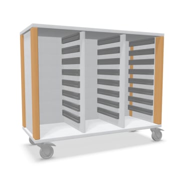 Regalschrank Linus für Materialboxen, B 110,4 x H 93,4 (mit Rollen) x T 45,7 cm