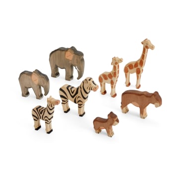 Holztiere-Set, Afrika, 8-teilig
