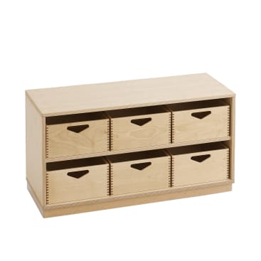 Regalschrank move upp® niedrig, mit 6 Materialkästen, B 92,5 x H 44 x T 38 cm