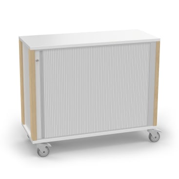 Regalschrank Linus, mit Quer-Rolladen; B 110,4 x H 131,8 (mit Rollen) x T 45,7 cm