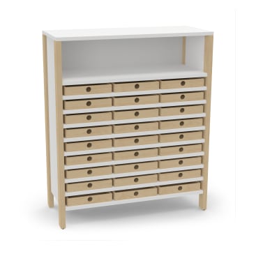 Schrank Linus für 27 Eigentumskästen, B 110,4 x H 131,8 (mit Füßen) x T 45,7 cm