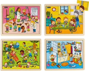Puzzle-Set Kinderalltag, 4 x 9 Teile