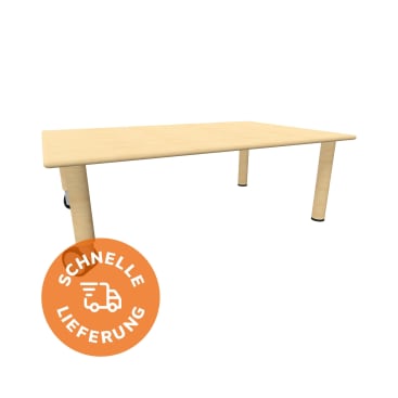 Tisch move upp rechteckig, Holzbeine mit Rollenmix, L 120 x B 80 cm
